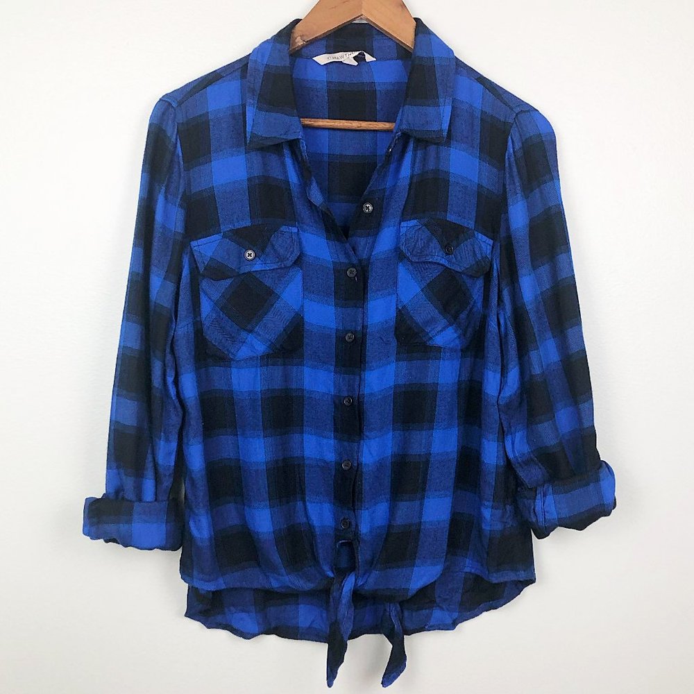 41 Hawthorn Teri Tie Front Checkered Button Down - Picture 3 of 7